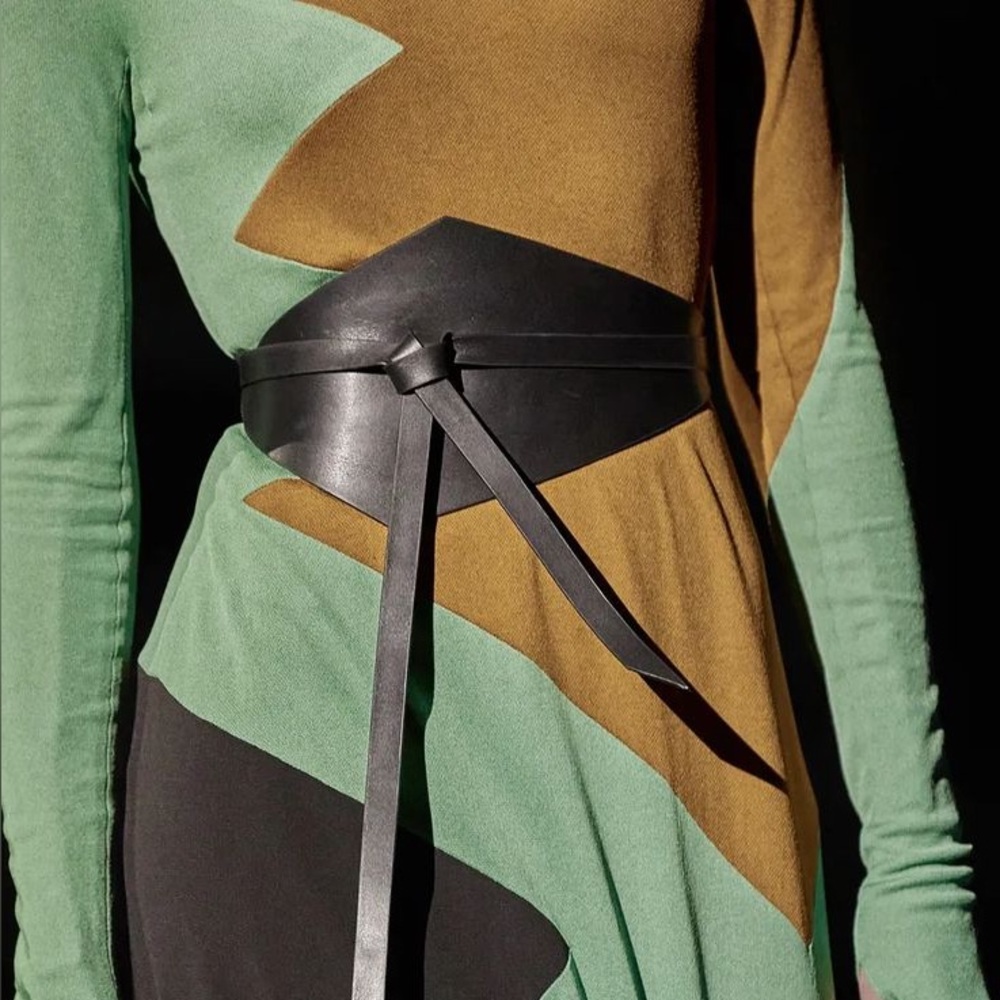 Tory Burch Colorblock Honeycomb Jersey Dress Size 0 Runway Geometric Green - Picture 8 of 13